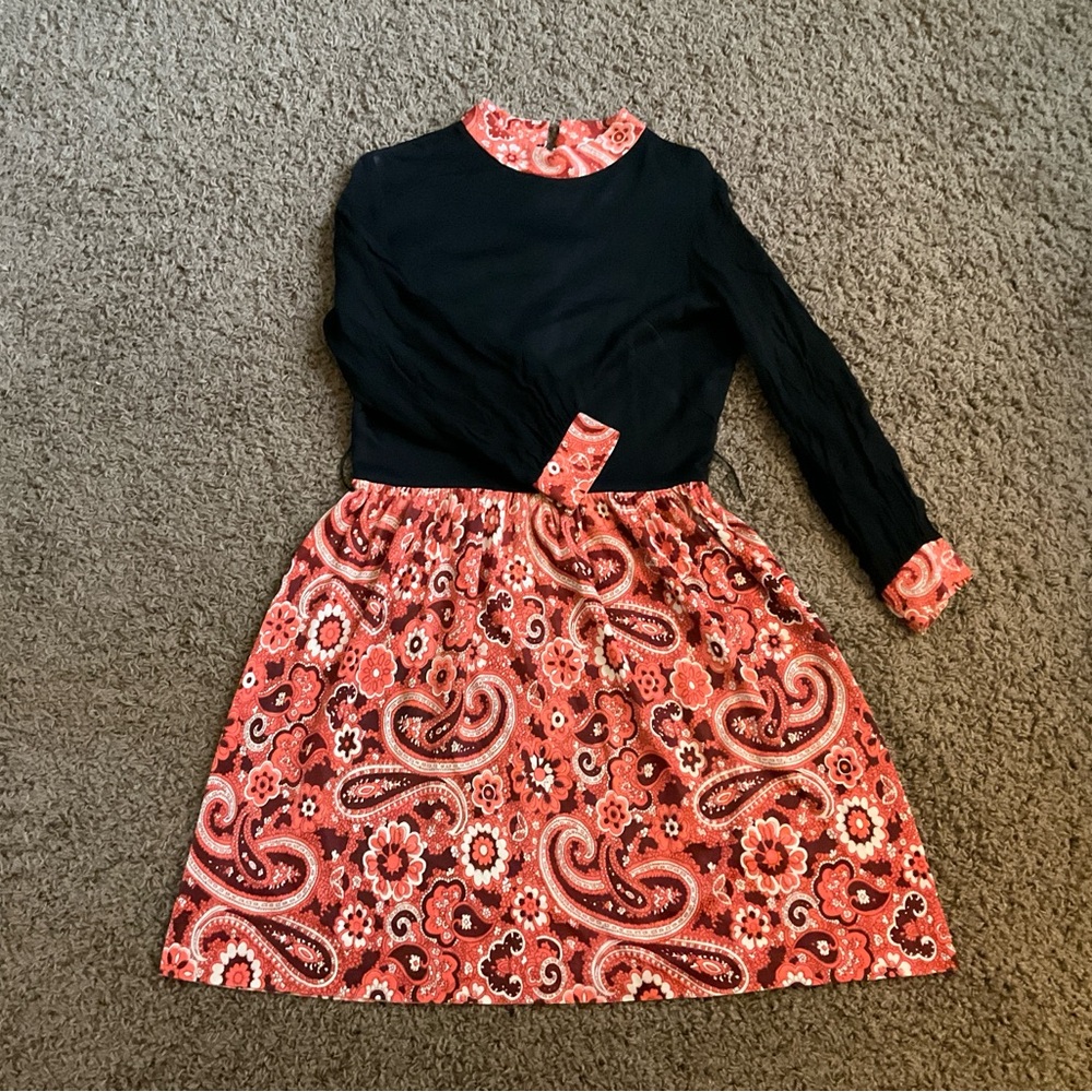 Genuine Vintage 60’s/70’s Orange Black Psychedelic Mod Dress, Medium—Needs Work - Picture 4 of 9